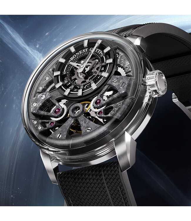 Bonest Gatti  BG4002-R2 Carbon Fiber Automatik Silber Herrenuhr