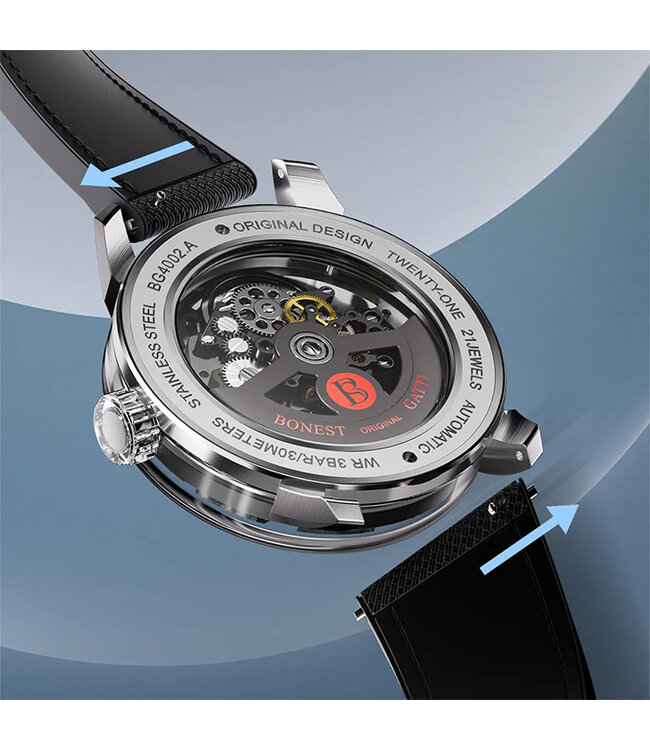 Bonest Gatti  BG4002-R2 Carbon Fiber Automatik Silber Herrenuhr