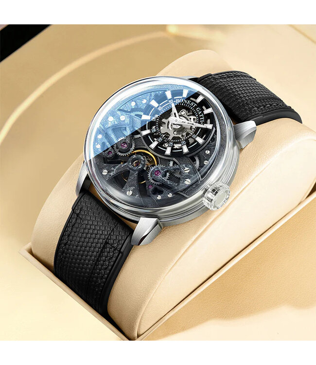 Bonest Gatti  BG4002-R2 Carbon Fiber Automatik Silber Herrenuhr