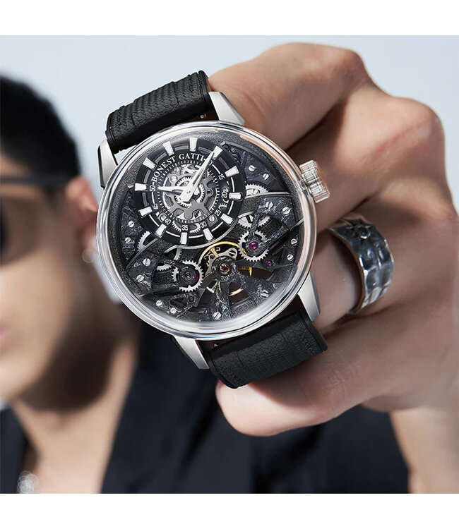 Bonest Gatti  BG4002-R2 Carbon Fiber Automatik Silber Herrenuhr