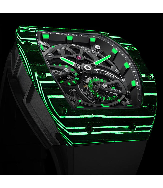 Bonest Gatti  BG9004-R2 Carbon Fiber Tonneau Automatik Schwarz Herrenuhr