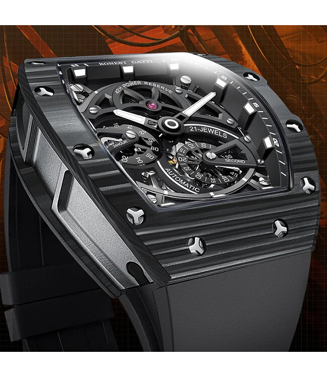 Bonest Gatti  BG9004-R2 Carbon Fiber Tonneau Automatik Schwarz Herrenuhr
