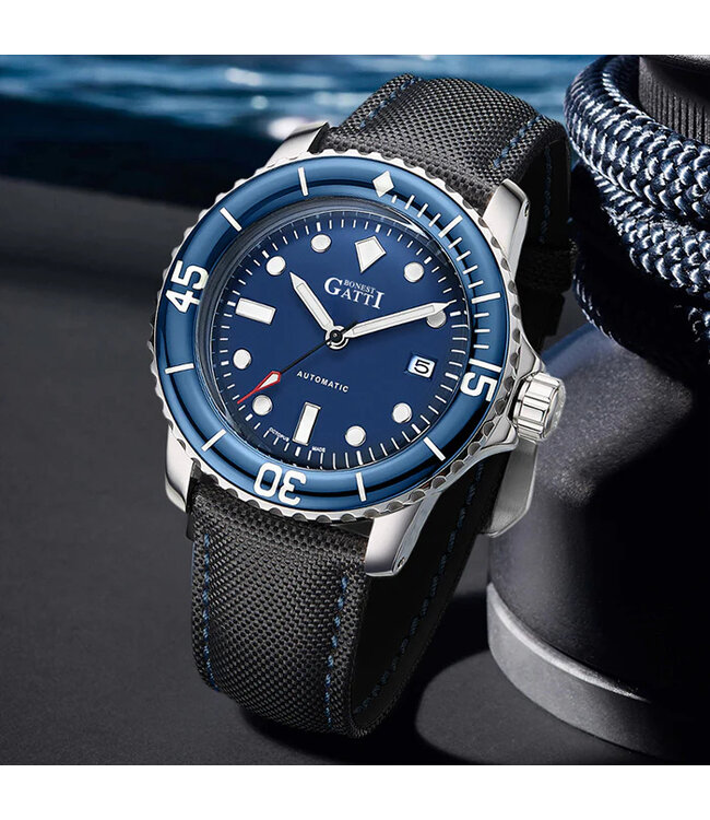 Bonest Gatti  BG8002-L2 Diving Automatik Silber Herrenuhr