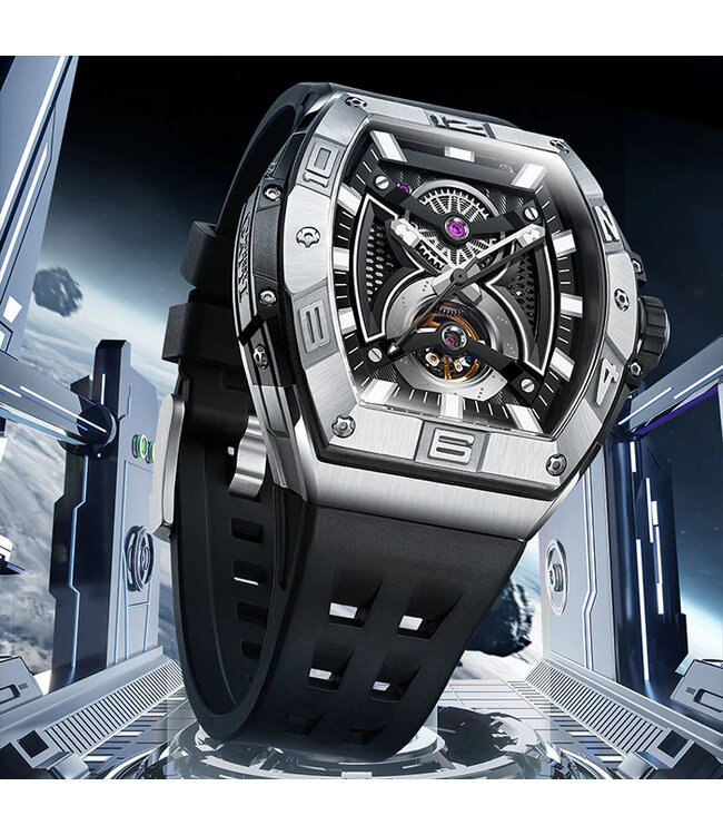 Bonest Gatti  BG5701-A2 Tonneau Skeleton Automatik Silber Herrenuhr