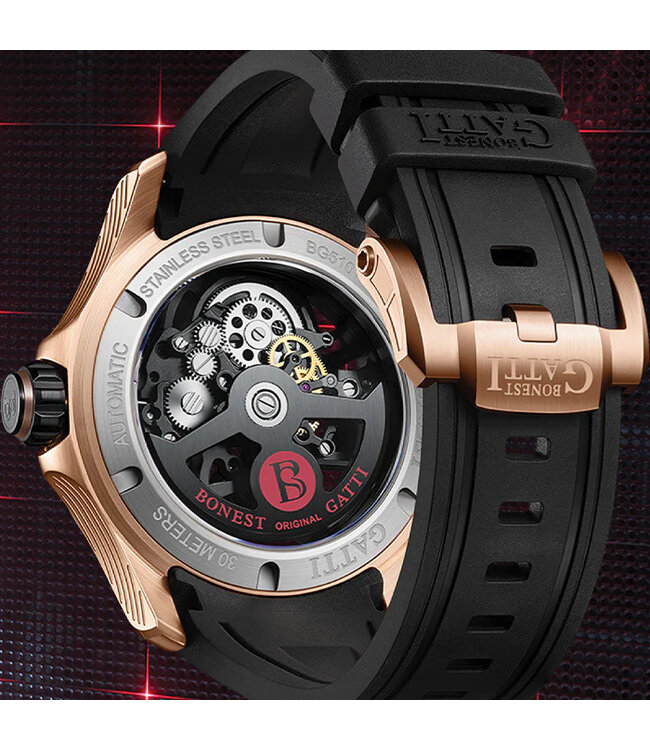 Bonest Gatti  Bonest Gatti BG4004-R2 Herrenuhr Rose Gold Exoskeleton
