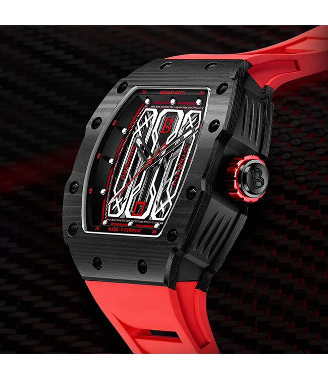 Bonest Gatti  BG9916-A2 Carbon Fiber Tonneau Automatik Schwarz/Rot Herrenuhr