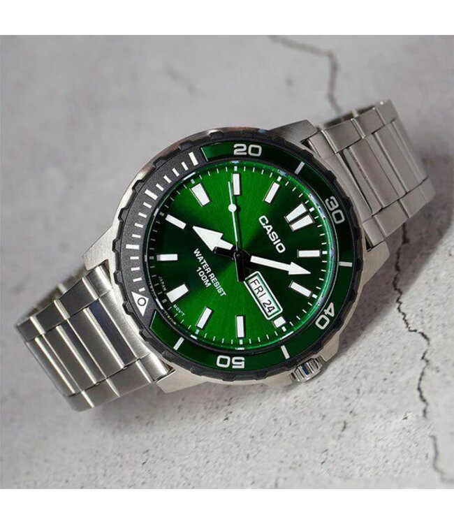 Casio  MTD-125D-3AVDF Herrenuhr Edelstahl Grün