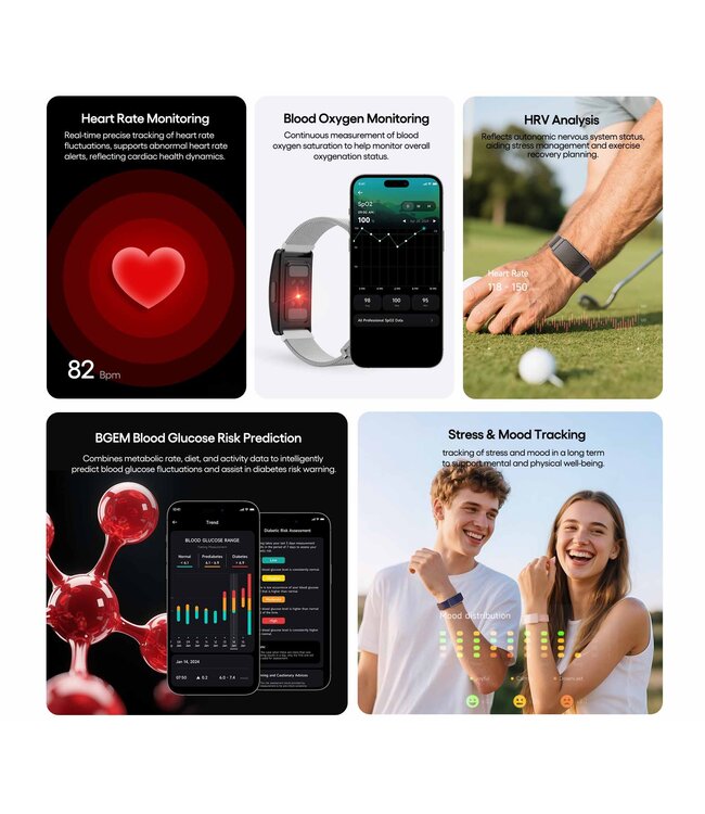 J-Style  JCVital V5 KI Gesundheits-Smartband schwarz schwarz