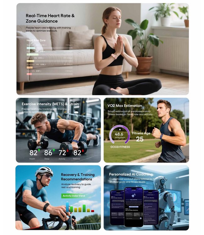 J-Style  JCVital V5 KI Gesundheits-Smartband Rosa
