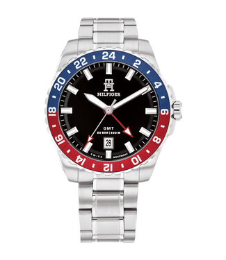 Tommy Hilfiger  TH85 GMT 1792131 Schwarz Silber Herrenuhr
