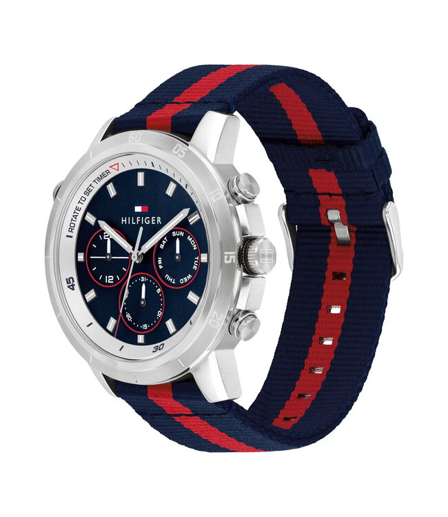 Tommy Hilfiger   Troy 1792124 Blau Textil Herrenuhr