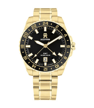 Tommy Hilfiger  TH85 GMT 1792133 Schwarz Gold Herrenuhr