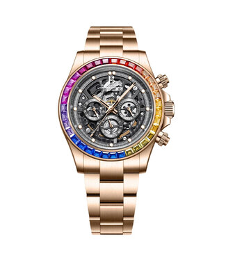 Bonest Gatti  Bonest Gatti BG8018-S2 Skeleton Automatik Gold/Regenbogen Herrenuhr
