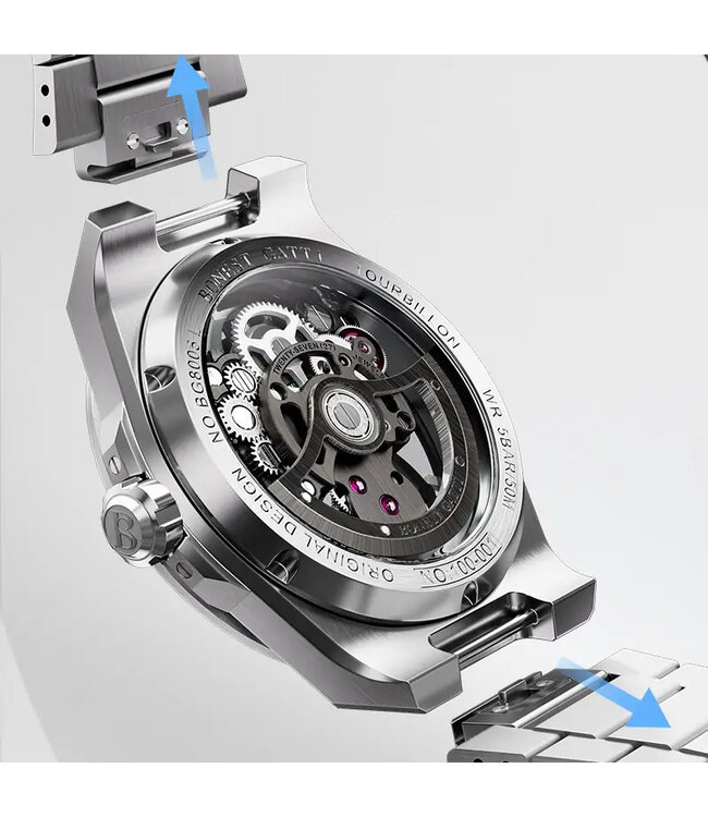 Bonest Gatti   BG7004-S1 Tourbillon Automatik Skeleton Silber Herrenuhr