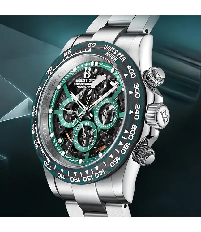 Bonest Gatti   BG8019-S1 Skeleton Automatik Silber Herrenuhr