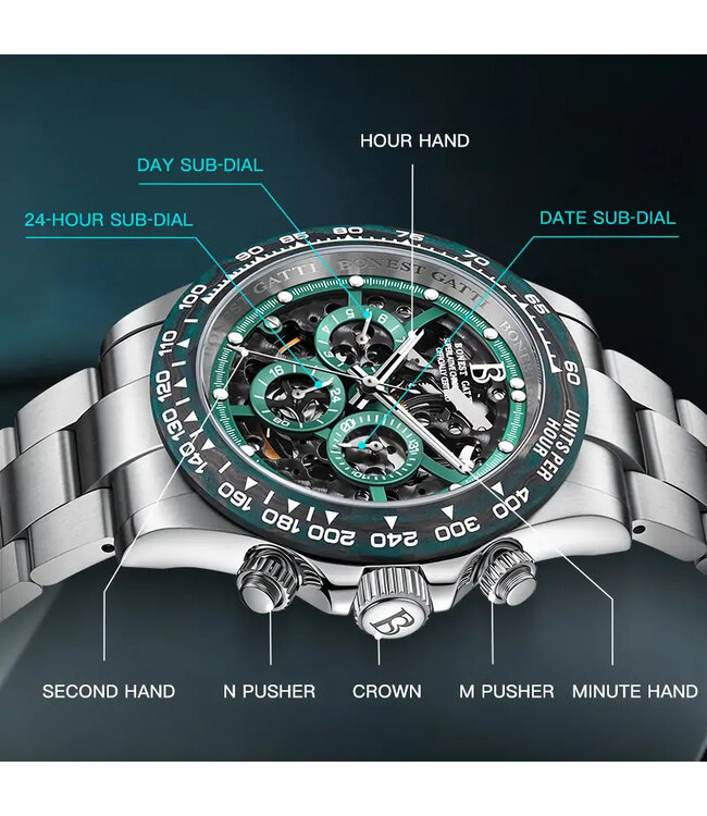 Bonest Gatti   BG8019-S1 Skeleton Automatik Silber Herrenuhr