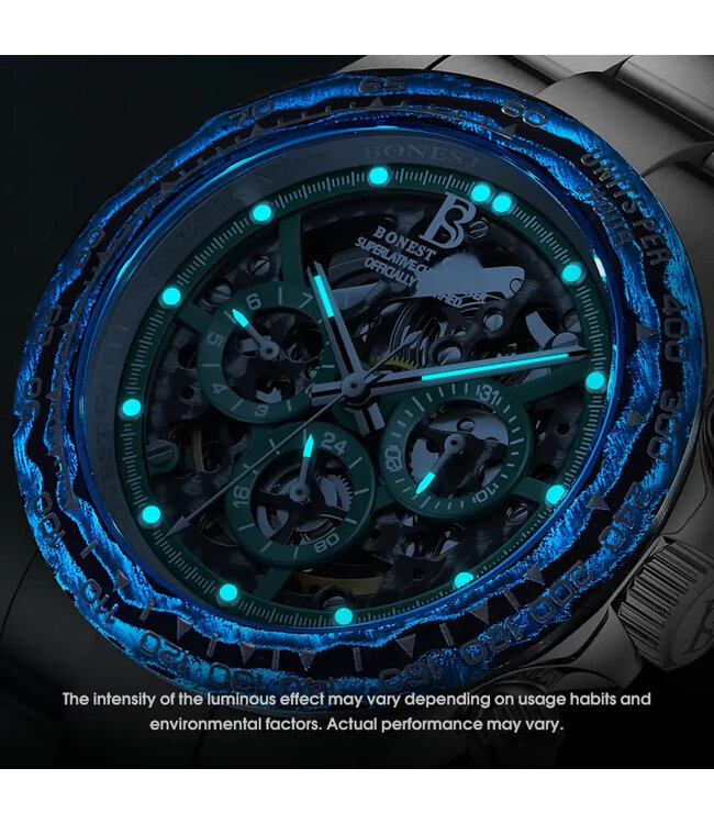 Bonest Gatti   BG8019-S3 Skeleton Automatik Schwarz/Gold Herrenuhr