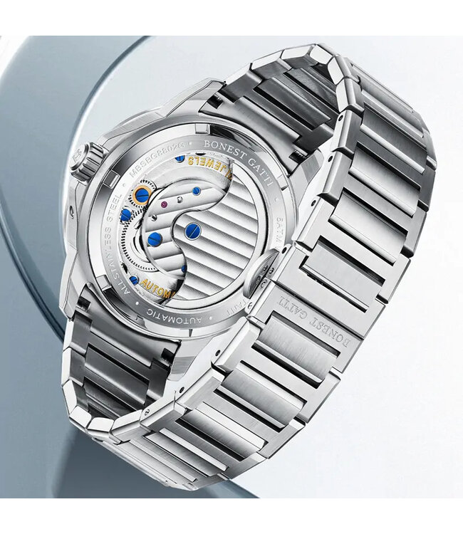 Bonest Gatti  BG8802-S2 Openwork Diamond Automatik Silber Herrenuhr