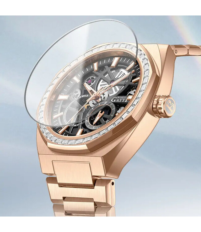 Bonest Gatti   BG8801-S3 Openwork Diamond Automatik Rosé-Gold Herrenuhr