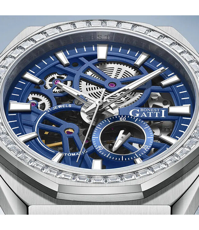 Bonest Gatti   BG8801-S2 Openwork Diamond Automatik Silber Herrenuhr