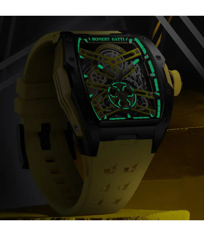 Bonest Gatti  BG5502-A1 Tonneau Skeleton Automatik Schwarz Herrenuhr