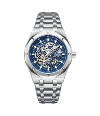 Mark Fairwhale TORSKAR FW-6840 Skeleton Automatik Silber/Blau Herrenuhr