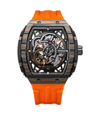Mark Fairwhale TONNEVAR FW-6660 Tonneau Skeleton Automatik Schwarz/Orange Herrenuhr