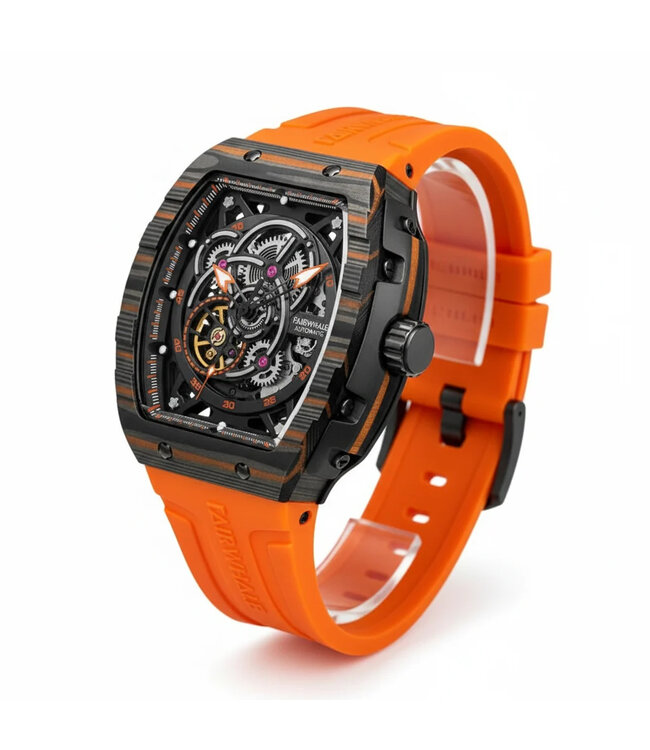 Mark Fairwhale TONNEVAR FW-6660 Tonneau Skeleton Automatik Schwarz/Orange Herrenuhr