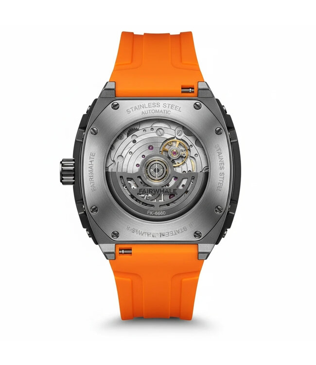 Mark Fairwhale TONNEVAR FW-6660 Tonneau Skeleton Automatik Schwarz/Orange Herrenuhr