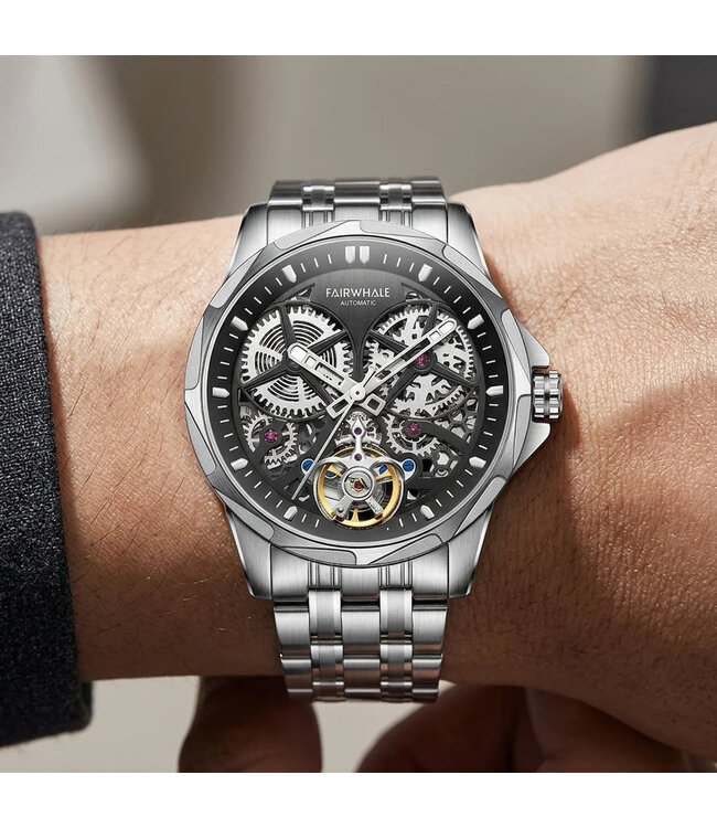 Mark Fairwhale TURVEX FW-6030 Skeleton Automatik Silber/Schwarz Herrenuhr