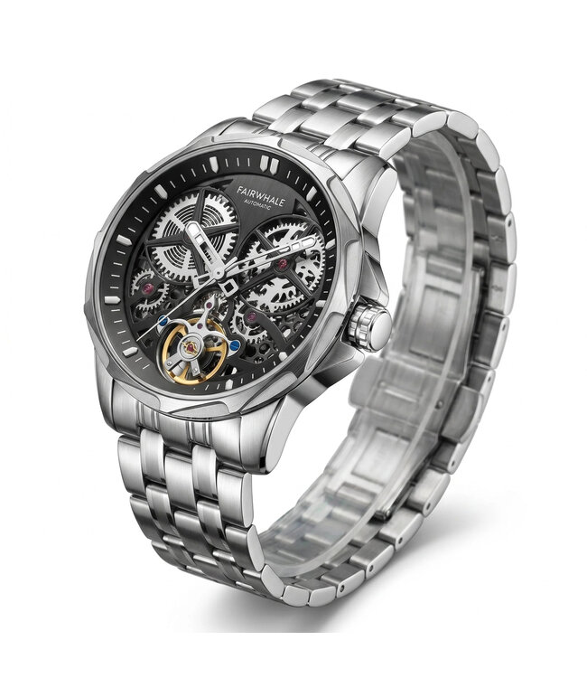 Mark Fairwhale TURVEX FW-6030 Skeleton Automatik Silber/Schwarz Herrenuhr