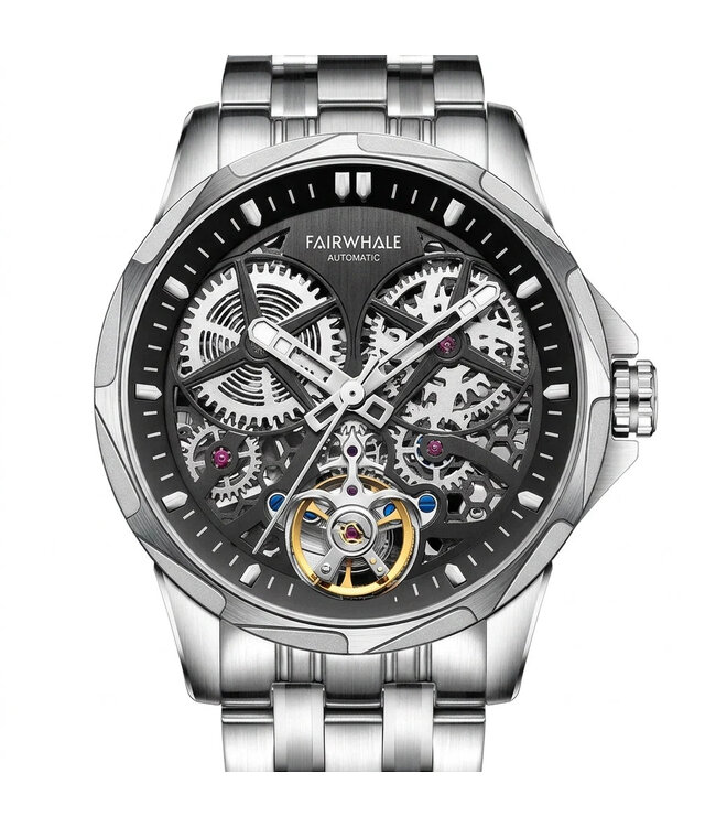 Mark Fairwhale TURVEX FW-6030 Skeleton Automatik Silber/Schwarz Herrenuhr