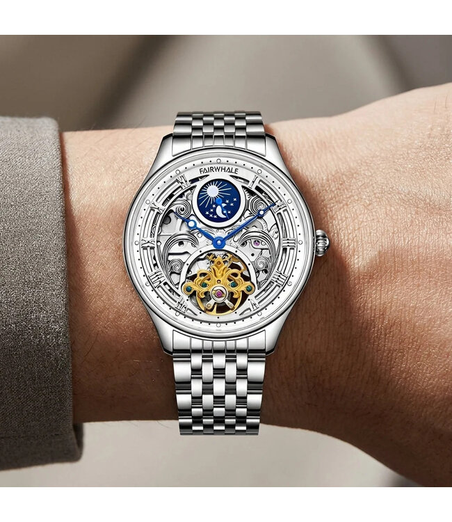 Mark Fairwhale  NOCTARA FW-6100 Moon Phase Automatik Silber Herrenuhr