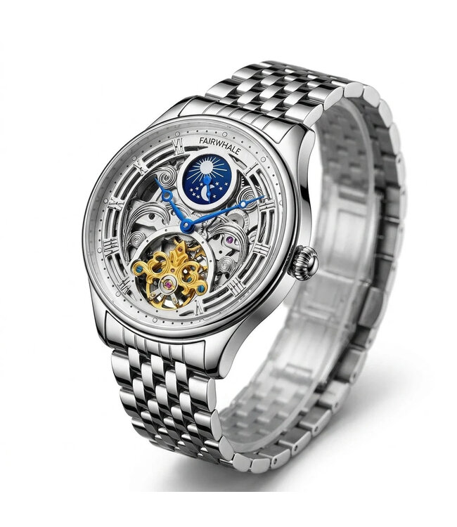 Mark Fairwhale  NOCTARA FW-6100 Moon Phase Automatik Silber Herrenuhr