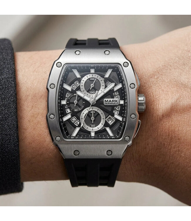 Mark Fairwhale  BARONIX FW-5960 Tonneau Chronograph Silber Herrenuhr