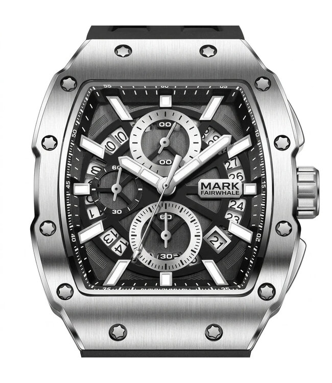 Mark Fairwhale  BARONIX FW-5960 Tonneau Chronograph Silber Herrenuhr