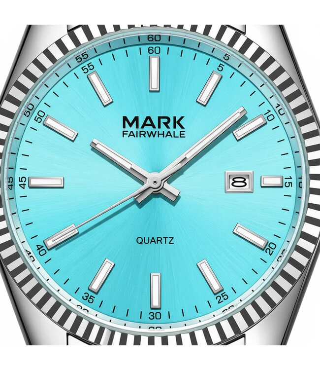 Mark Fairwhale  VELUXOR FW-5017 Quarz Datum Silber/Türkis Herrenuhr