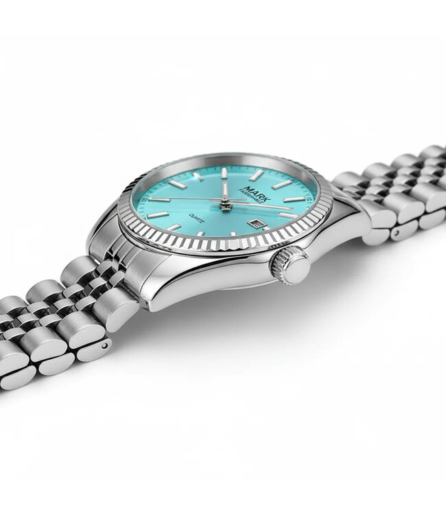Mark Fairwhale  VELUXOR FW-5017 Quarz Datum Silber/Türkis Herrenuhr