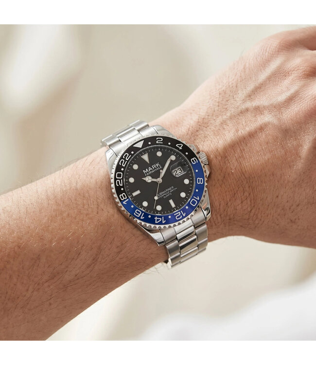 Mark Fairwhale VELTORIS FW-5140 Quarz Datum Silber/Schwarz/Blau Herrenuhr