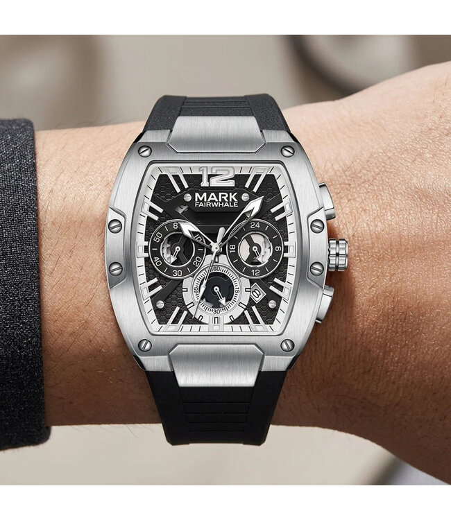 Mark Fairwhale  TONNERIX FW-5950 Tonneau Chronograph Silber/Schwarz Herrenuhr