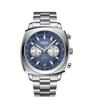 Mark Fairwhale AURIXON FW-5900 Rattrapante Chronograph Silber/Blau Herrenuhr