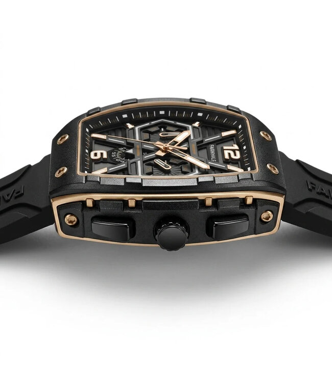 Mark Fairwhale  CLIREDOX FW-5560 Vintage Tonneau Chronograph Schwarz/Rosé-Gold