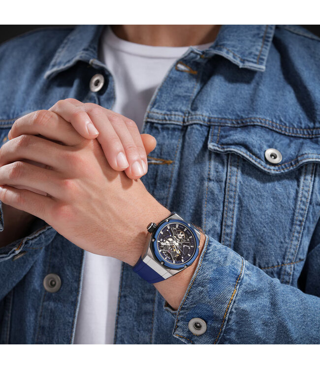 Police Dayton PEWGR0082304 Automatik Blau/Silber Herrenuhr