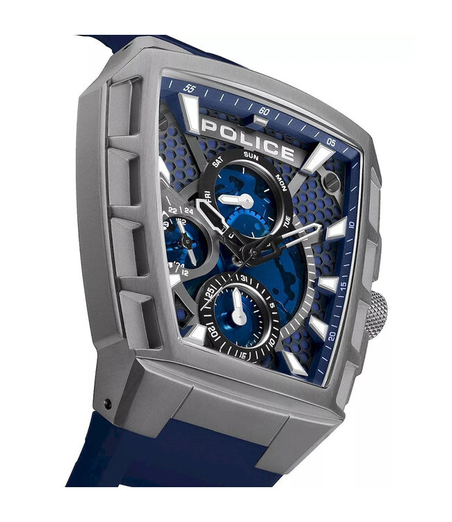 Police Tough Gear PEWGQ0056806 Multifunction Silber/Rot Herrenuhr