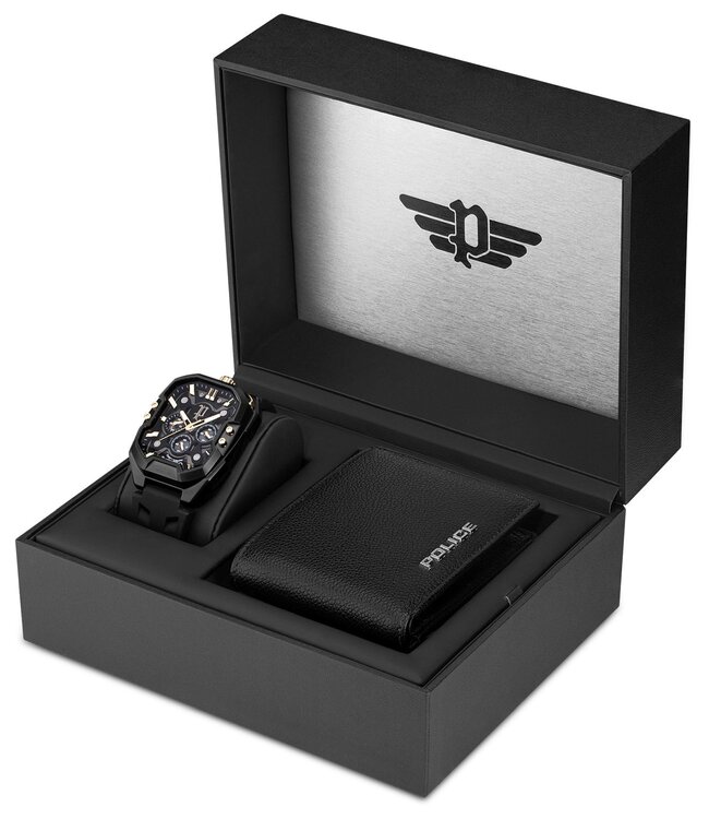 Police Bullhead PEWGO0092204-SET Chronograph Schwarz/Gold Herrenuhr Set