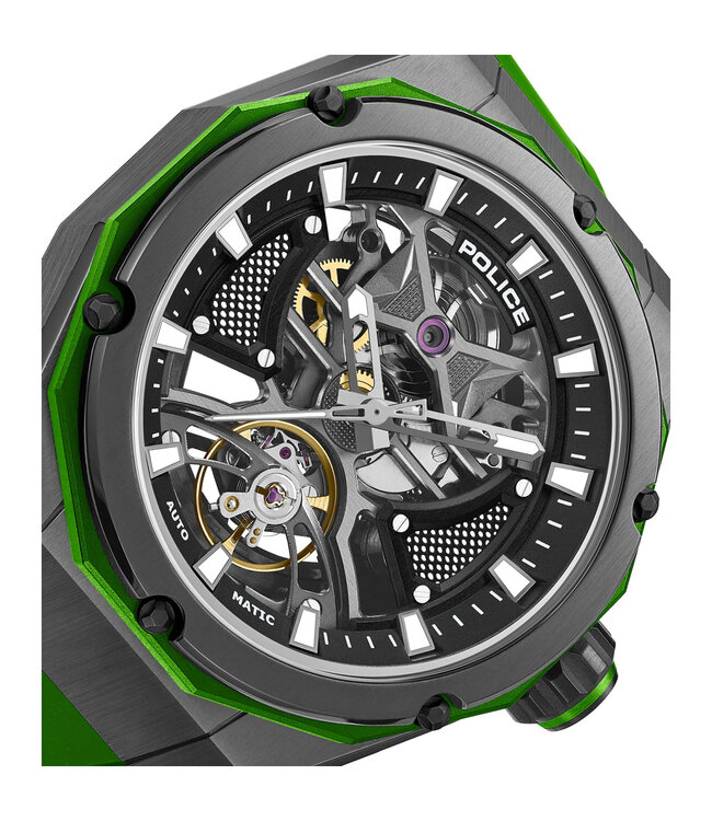 Police Dayton PEWGR0082303 Automatik Silber/Grün Herrenuhr