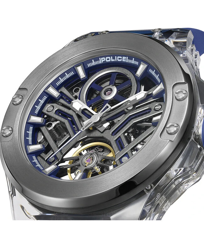 Police Cyclone PEWGR0082204 Automatik Silber/Blau Herrenuhr