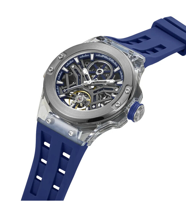 Police Cyclone PEWGR0082204 Automatik Silber/Blau Herrenuhr
