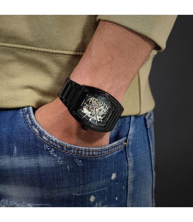 Police  Skeletor PEWJL0072201 Automatik Schwarz/Rosé-Gold Herrenuhr