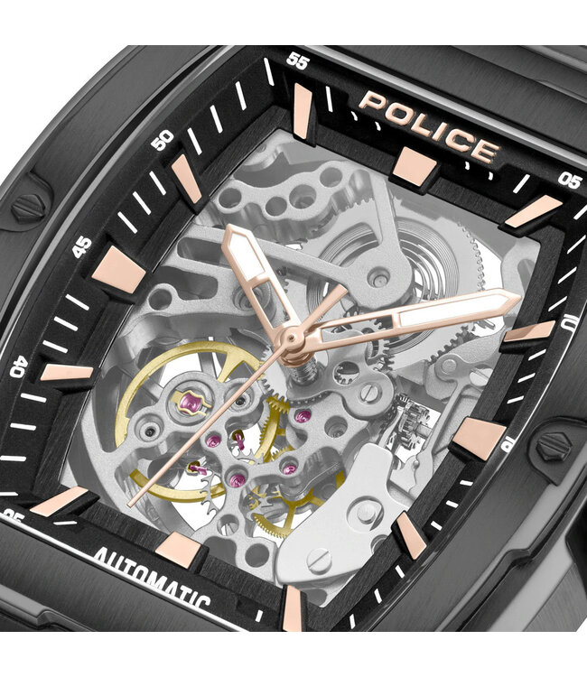 Police  Skeletor PEWJL0072201 Automatik Schwarz/Rosé-Gold Herrenuhr
